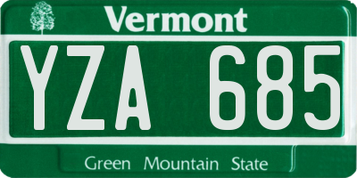 VT license plate YZA685