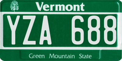 VT license plate YZA688