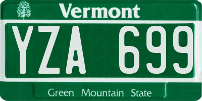 VT license plate YZA699