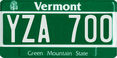 VT license plate YZA700