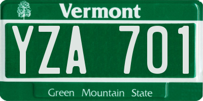 VT license plate YZA701