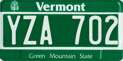 VT license plate YZA702