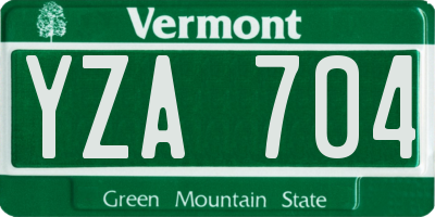 VT license plate YZA704