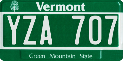 VT license plate YZA707