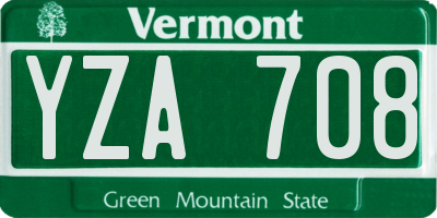 VT license plate YZA708