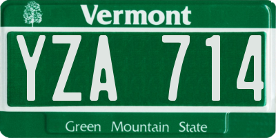 VT license plate YZA714