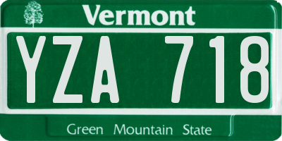 VT license plate YZA718