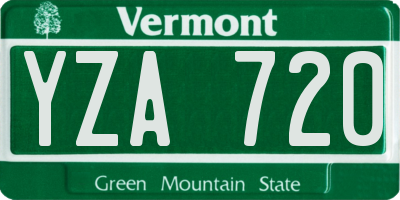 VT license plate YZA720