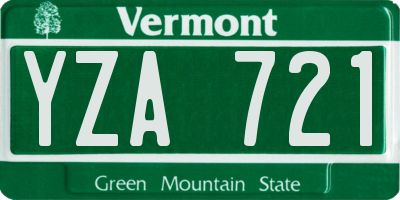 VT license plate YZA721