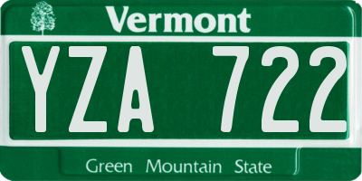 VT license plate YZA722