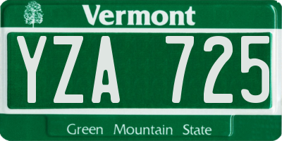 VT license plate YZA725
