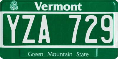 VT license plate YZA729