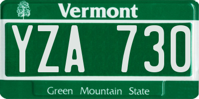 VT license plate YZA730