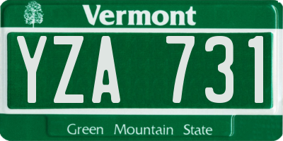 VT license plate YZA731