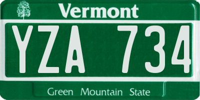 VT license plate YZA734