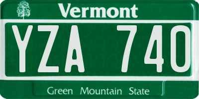 VT license plate YZA740