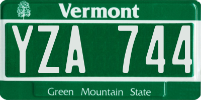 VT license plate YZA744