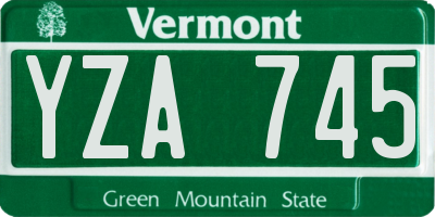 VT license plate YZA745