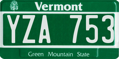 VT license plate YZA753