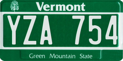 VT license plate YZA754