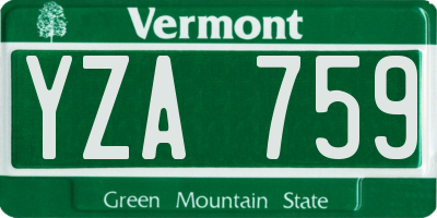 VT license plate YZA759