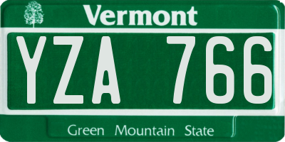 VT license plate YZA766