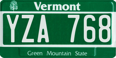 VT license plate YZA768