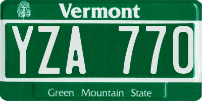 VT license plate YZA770
