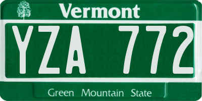 VT license plate YZA772