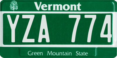VT license plate YZA774