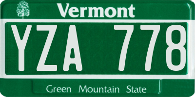VT license plate YZA778