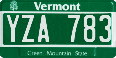VT license plate YZA783