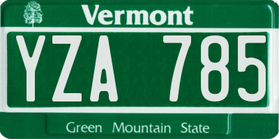 VT license plate YZA785