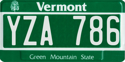 VT license plate YZA786