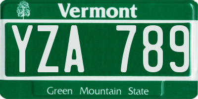 VT license plate YZA789