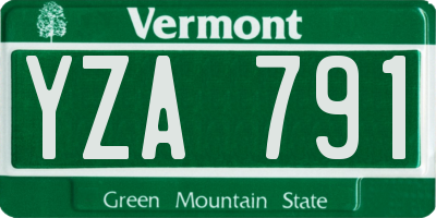 VT license plate YZA791