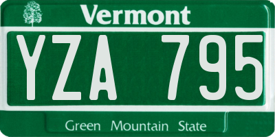 VT license plate YZA795
