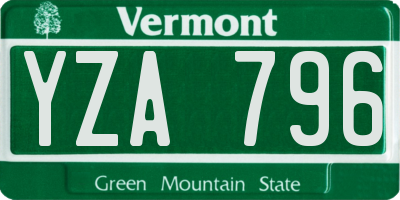 VT license plate YZA796