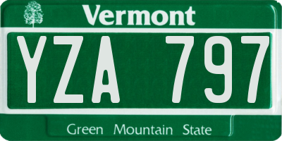 VT license plate YZA797