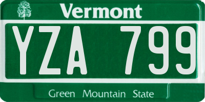 VT license plate YZA799