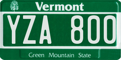 VT license plate YZA800