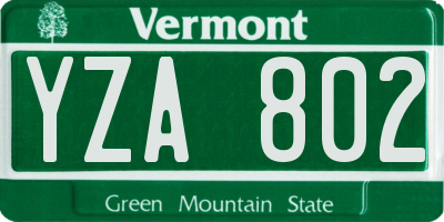 VT license plate YZA802
