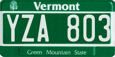 VT license plate YZA803