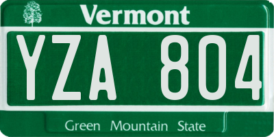 VT license plate YZA804