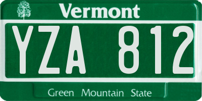 VT license plate YZA812