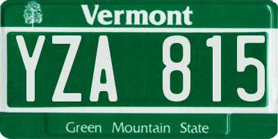 VT license plate YZA815