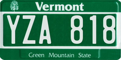 VT license plate YZA818