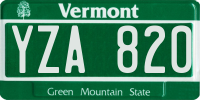 VT license plate YZA820