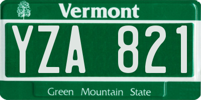 VT license plate YZA821
