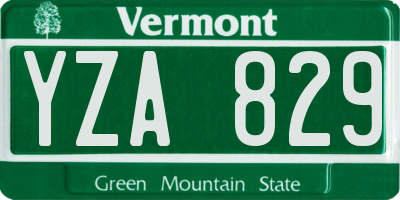 VT license plate YZA829